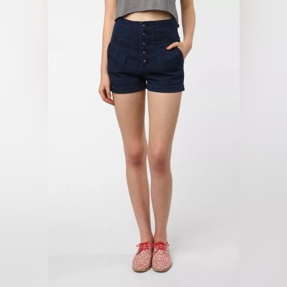 Anthropologie Urban Outfitters Pins and Needles High Rise Button Up Shorts